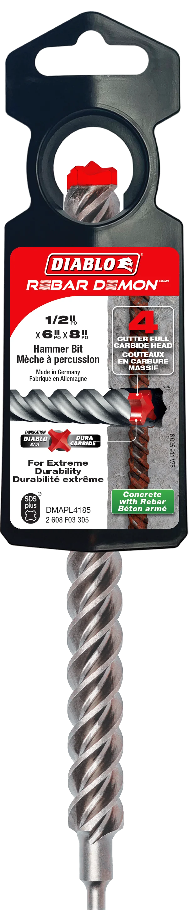 DIABLO DMAPL4185 1/2"X6"X8" SDS PLUS 4 CUTTER CARBIDE